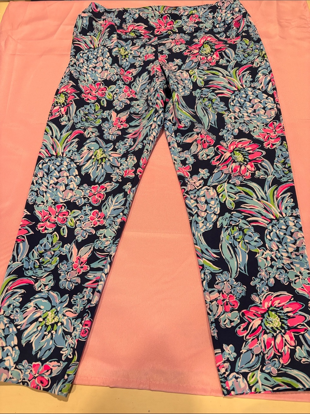 Lilly Pulitzer Corso Pants Pineapple Paradise Luxletic UPF 50+ Size 12 EUC